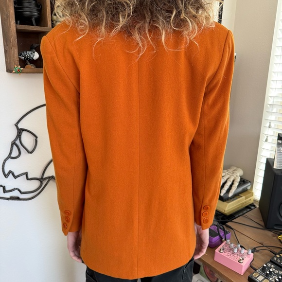 💀 SOLD 💀 Vintage 80s Burnt Orange Wool Cashmere Blend Lined Blazer ~ Size Small - Picture 7 of 9